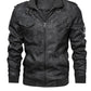 Hood Crew Men's Pu Faux Leather Jacket with Removable Hood Black L 