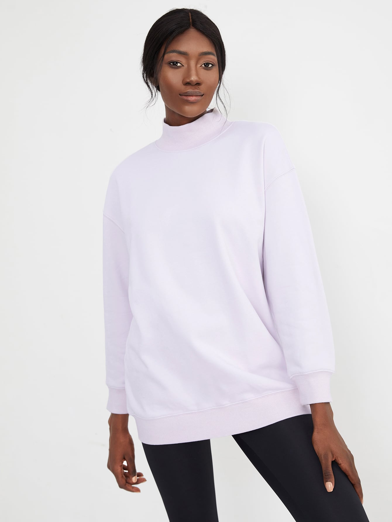 Mock Neck Longline Sweatshirt 