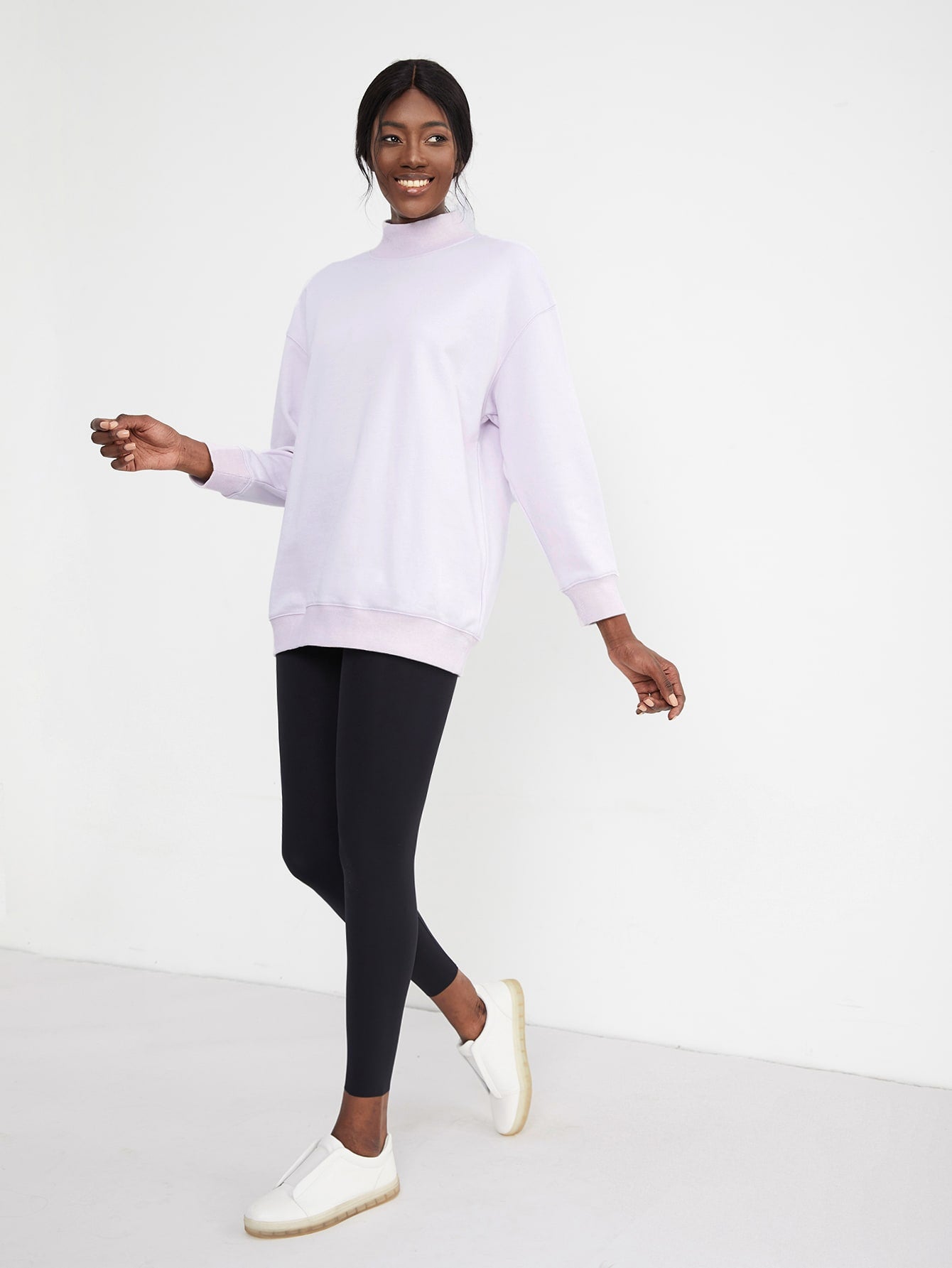 Mock Neck Longline Sweatshirt 