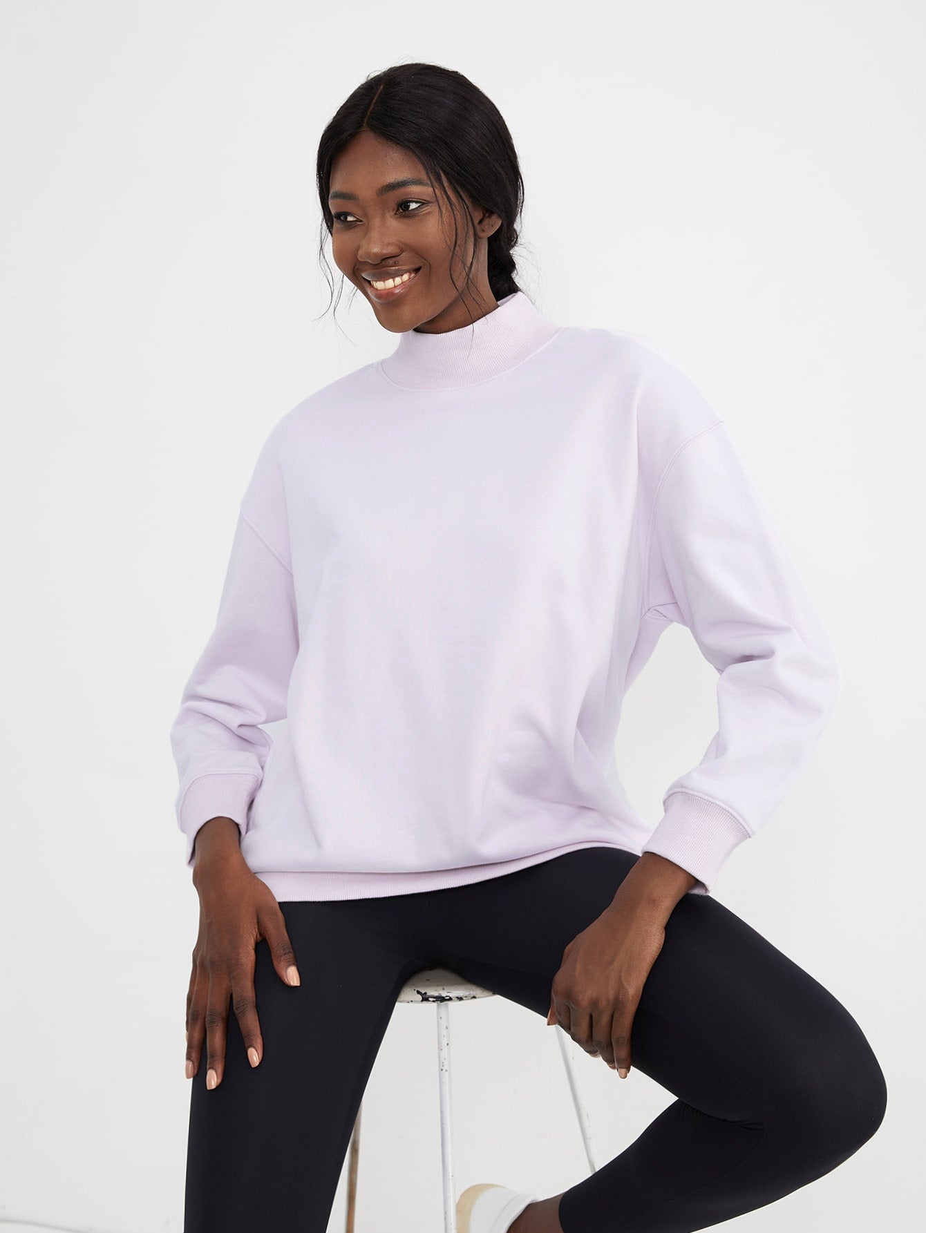 Mock Neck Longline Sweatshirt 