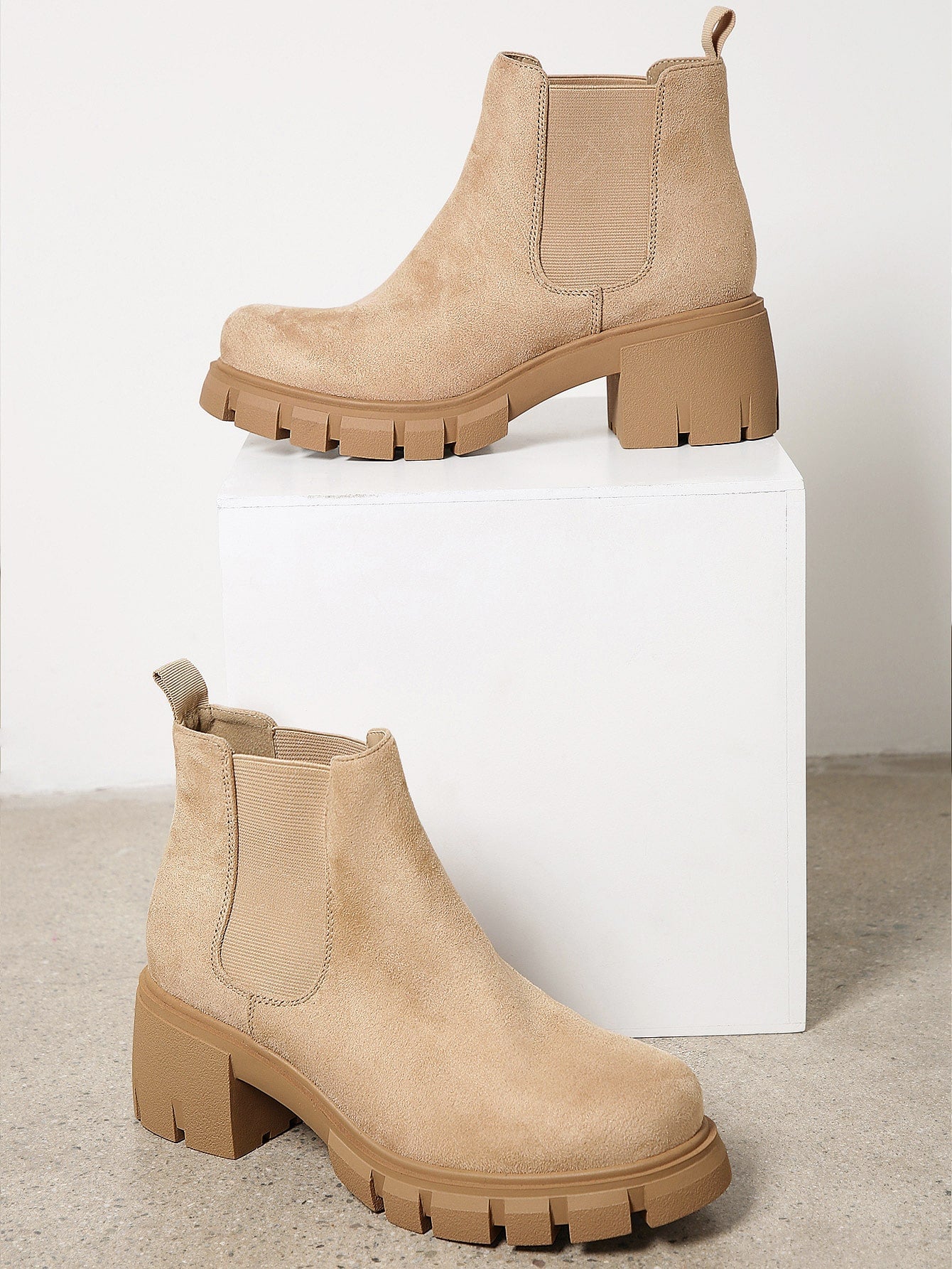 Faux Suede Above Ankle Heeled Booties 