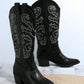 SHUZIA Embroidery  Chunky Heeled Cowgirl Boots 