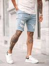 Cotton Ripped Raw Hem Denim Shorts 