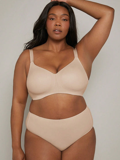 Plus Size Wireless Full Coverage Mesh Support Bra 