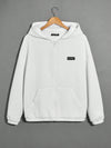 Letter Patched Zip Up Drop Shoulder Hoodie 