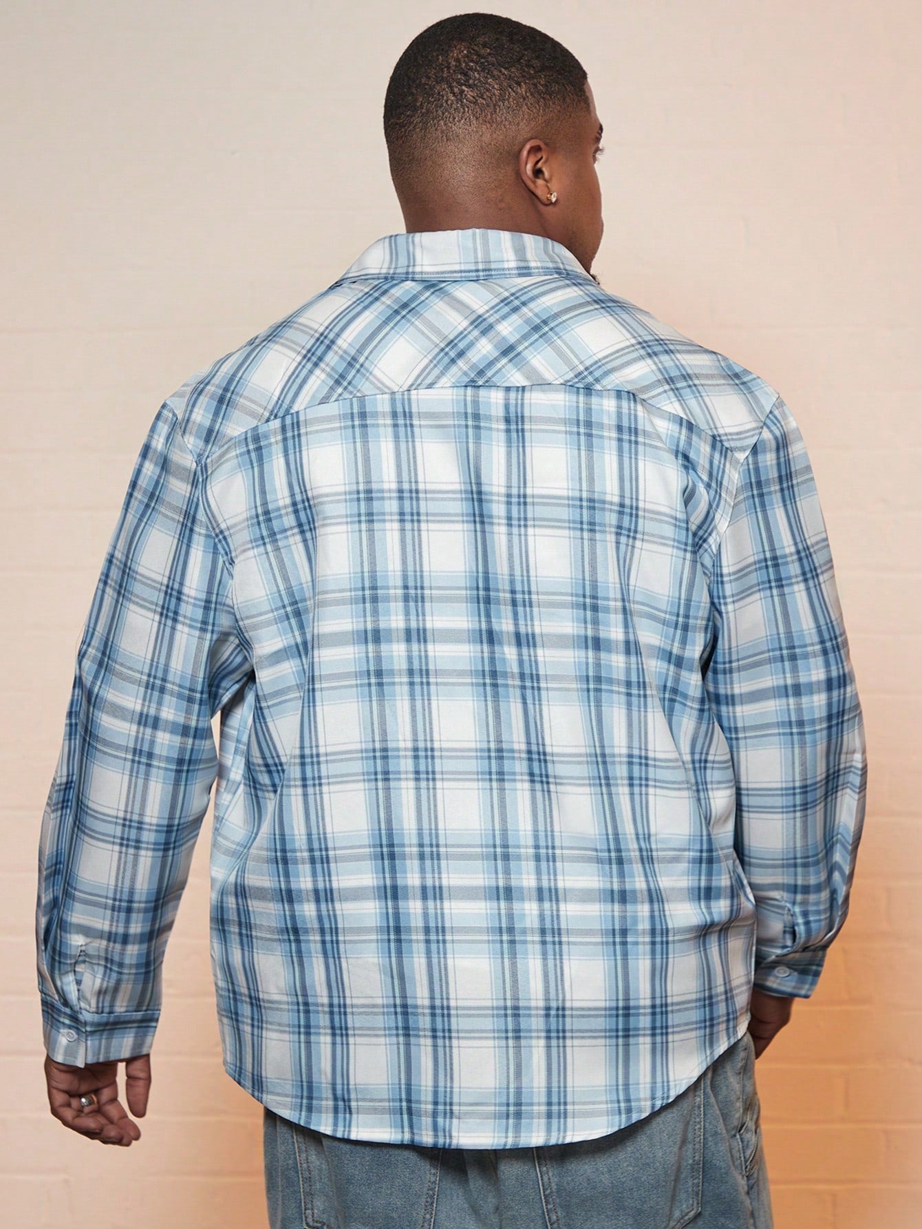 Men Plus Plaid Print Flap Pocket Shirt 