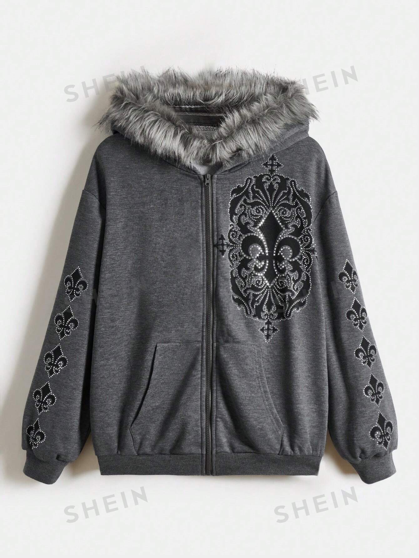 Fairycore Hooded Sweatshirt With Rhineston 