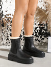 Women's Elastic Decorated Ankle Boots With Thick Pu Sole, Black Chelsea Style 