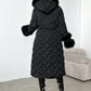 Patchwork Hem Long Padded Coat 