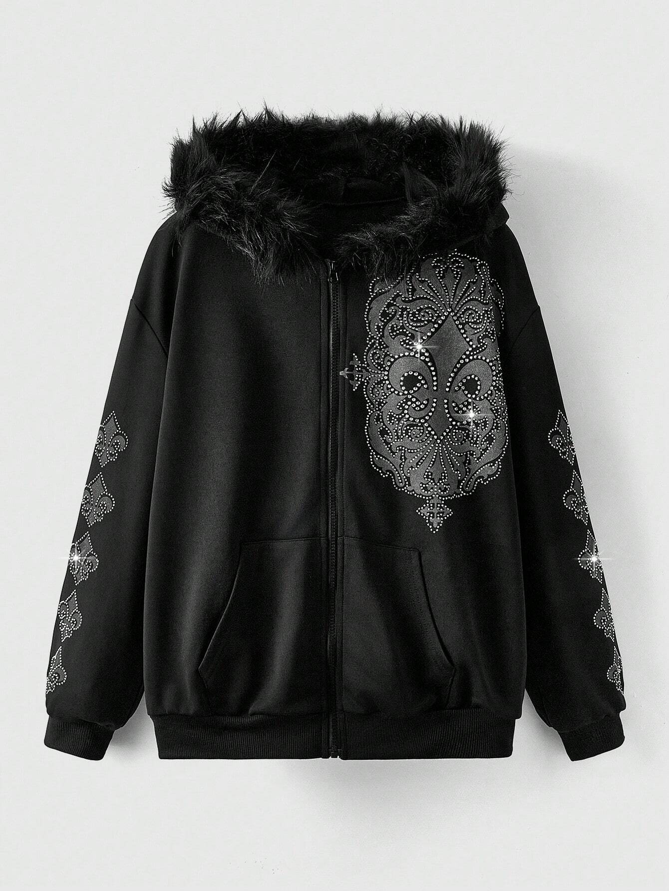 Fairycore Hooded Sweatshirt With Rhineston 