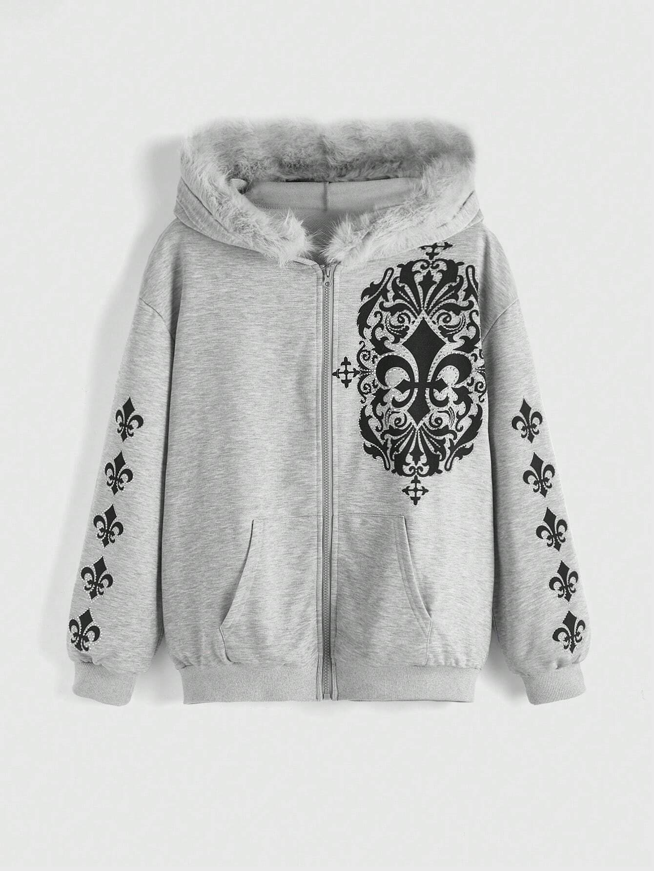 Fairycore Hooded Sweatshirt With Rhineston 