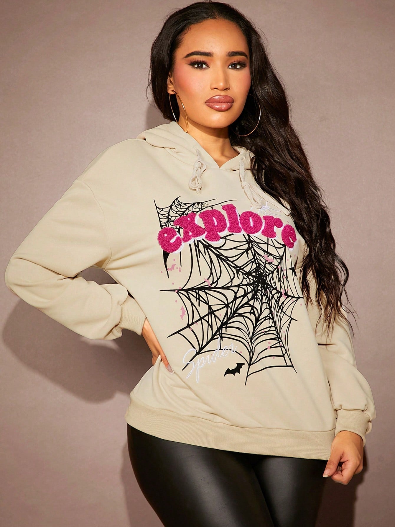 Women's Spider Web Printed Hoodie 