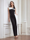 Woven Two-Tone Slant Pocket Buckle Belted Jumpsuit 