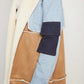 Haute Colorblock Lapel Neck Belted Coat 