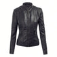 Faux Leather Motorcycle Jacket With Hoodie 