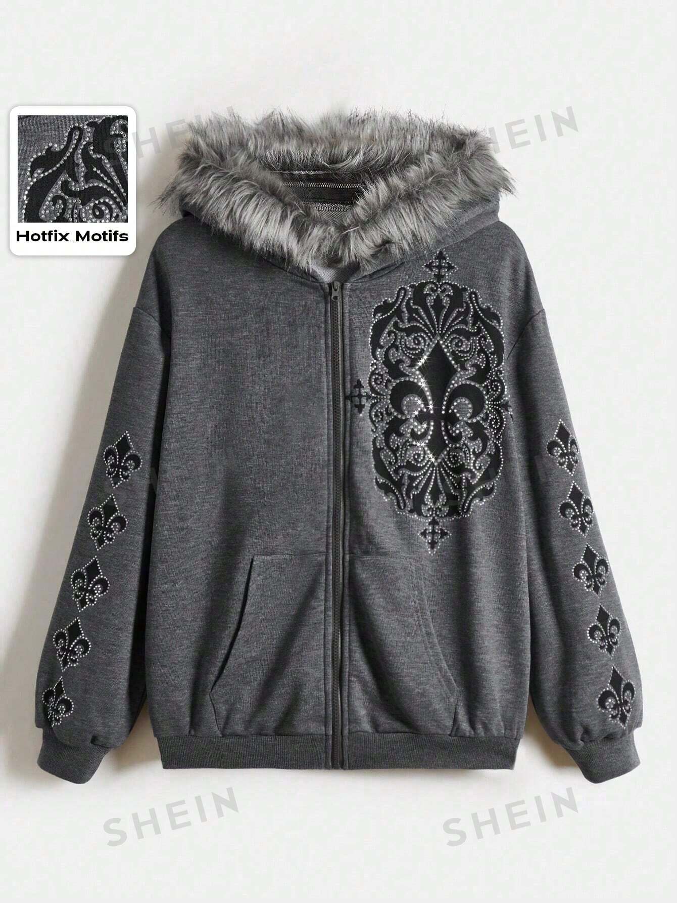 Fairycore Hooded Sweatshirt With Rhineston 