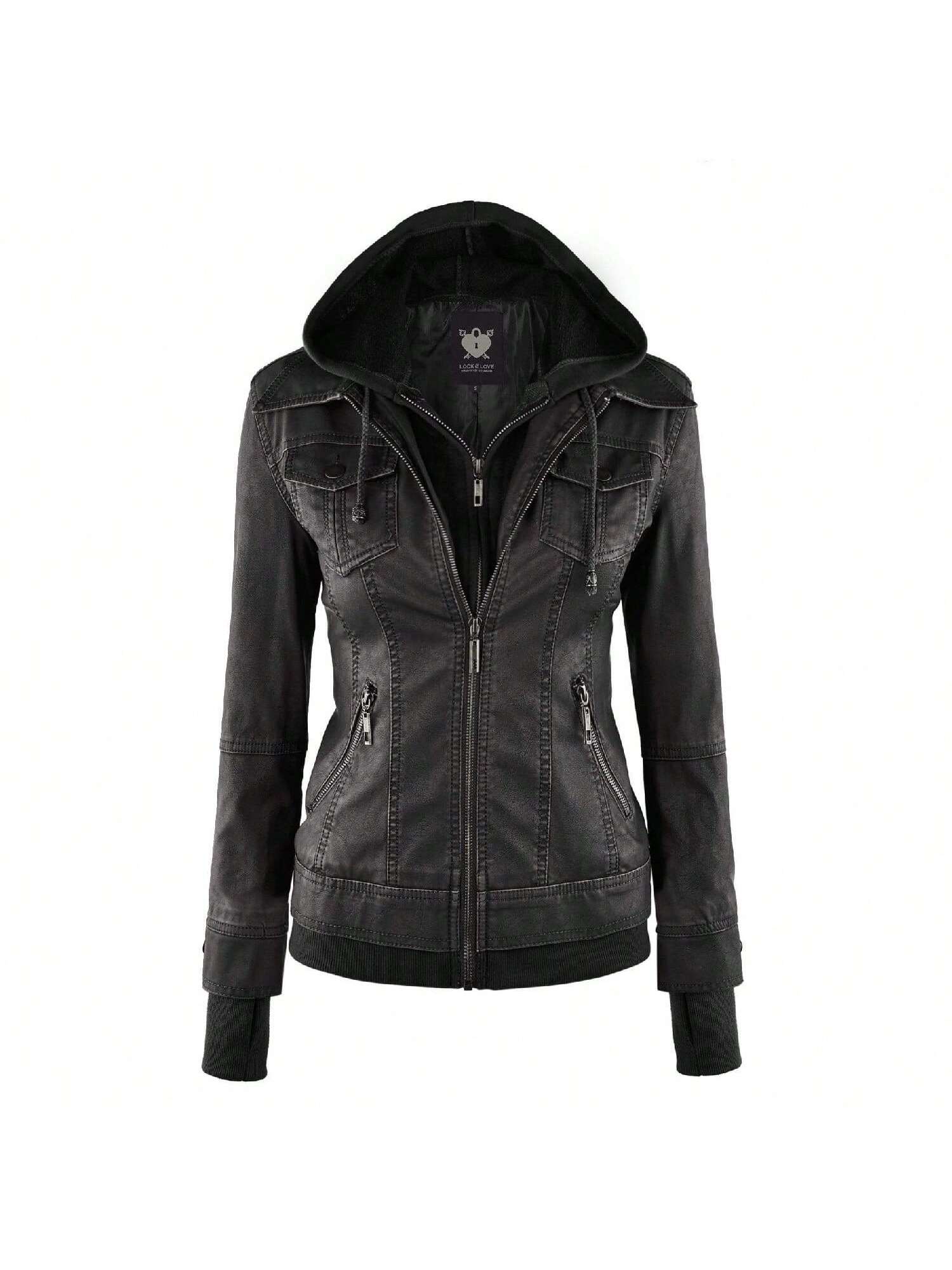 MBJ Womens Faux Leather Motorcycle Jacket 