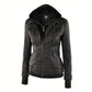 MBJ Womens Faux Leather Motorcycle Jacket 