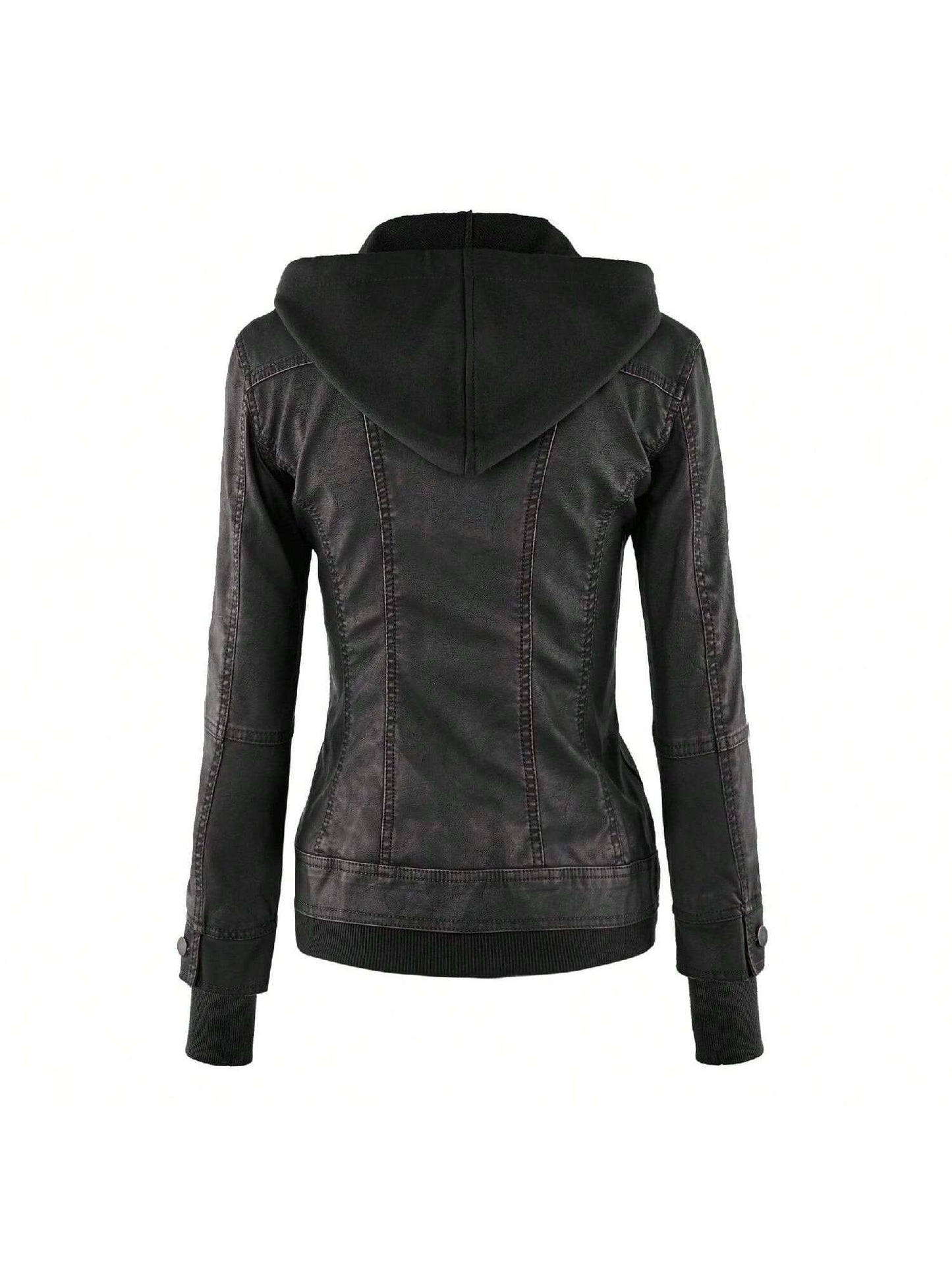 MBJ Womens Faux Leather Motorcycle Jacket 