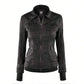 MBJ Womens Faux Leather Motorcycle Jacket 