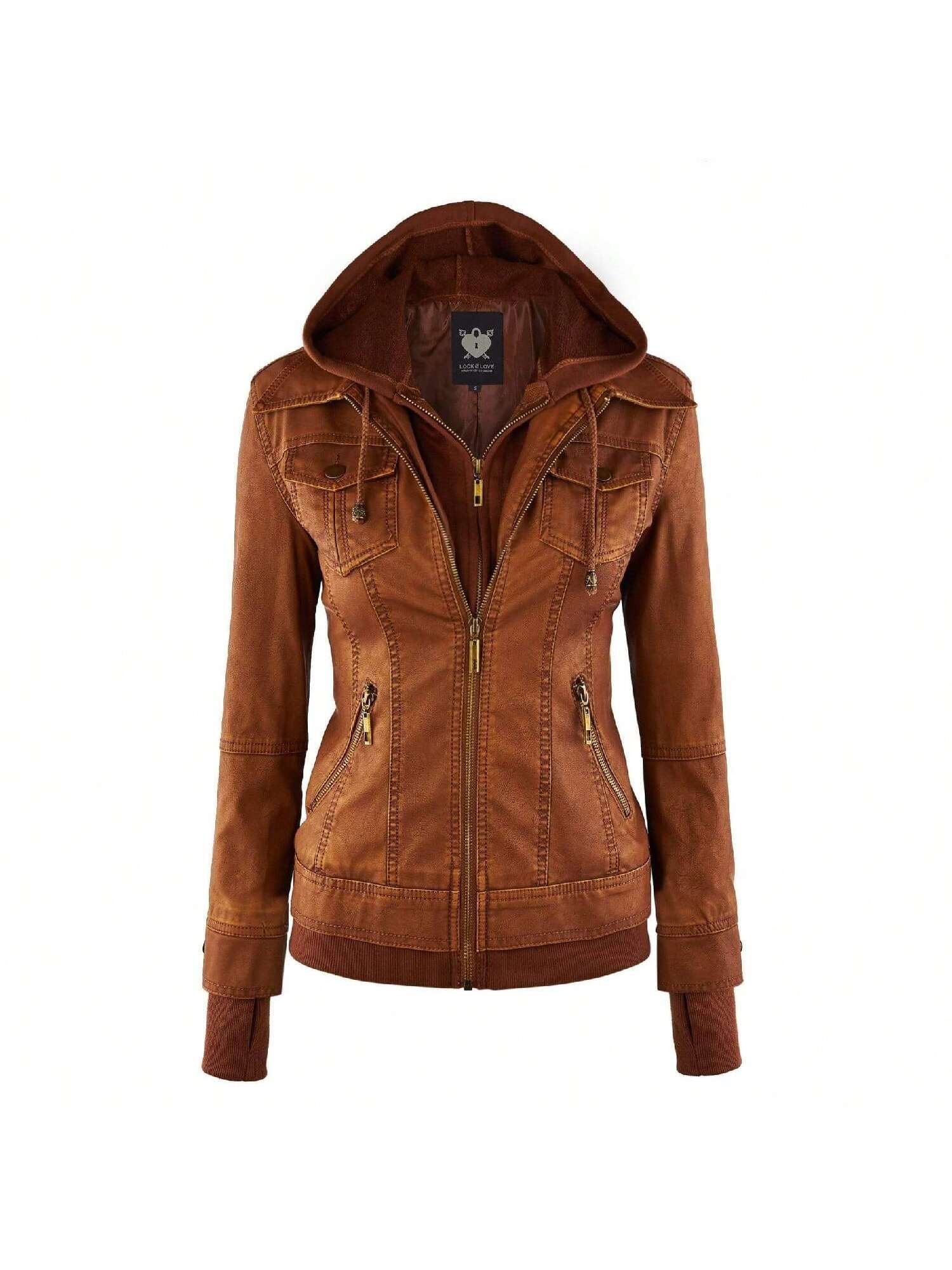 MBJ Womens Faux Leather Motorcycle Jacket 