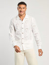 Fit White Embroidered Long-Sleeved Shirt 