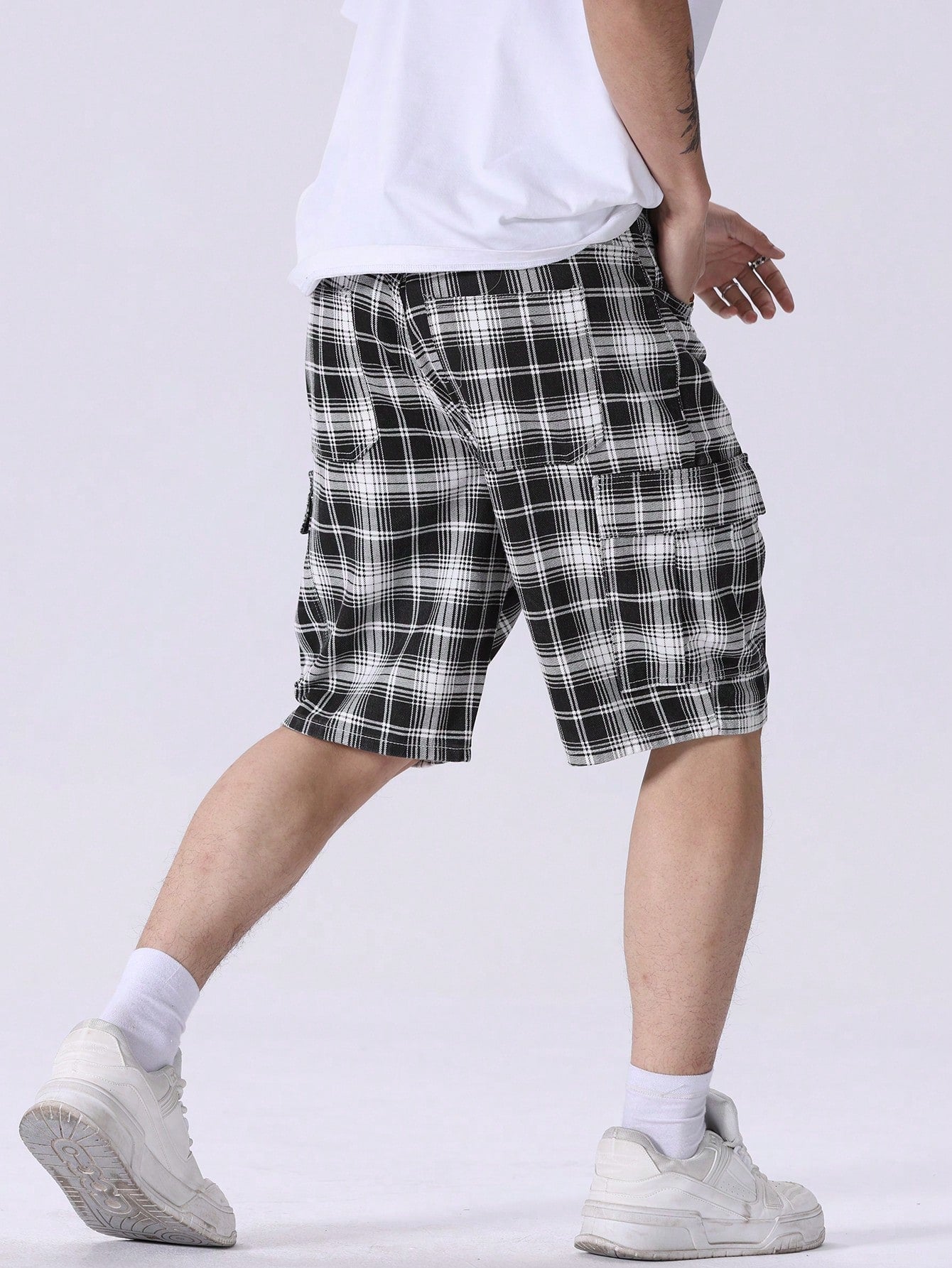 Men's Checked Workwear Denim Shorts 