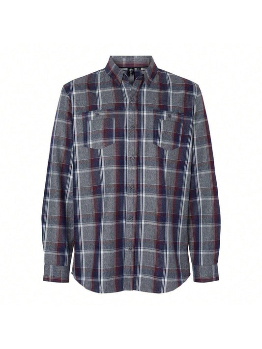 Burnside  Flannel Work Shirt (Heather Grey- Navy) 