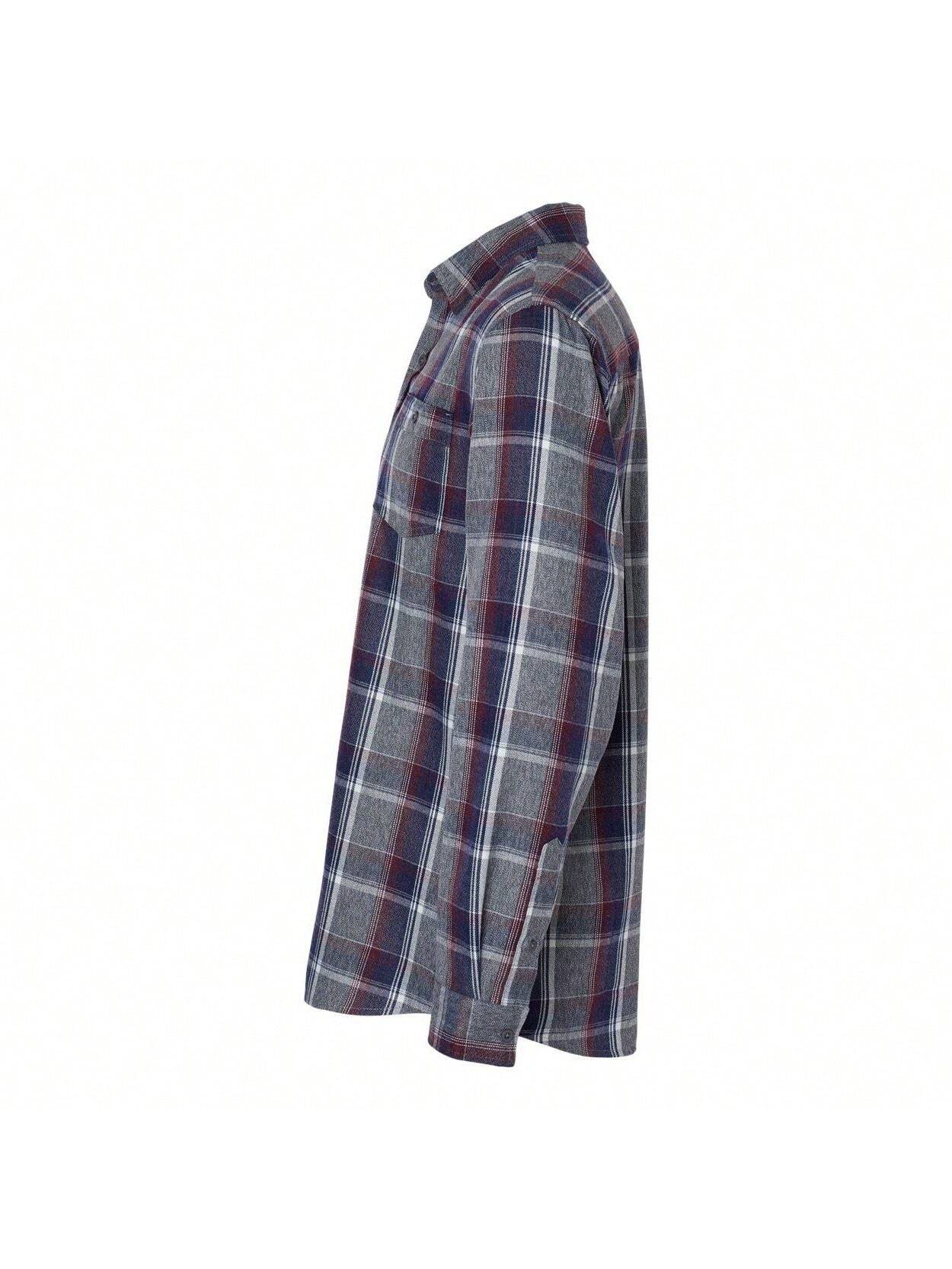 Burnside  Flannel Work Shirt (Heather Grey- Navy) 