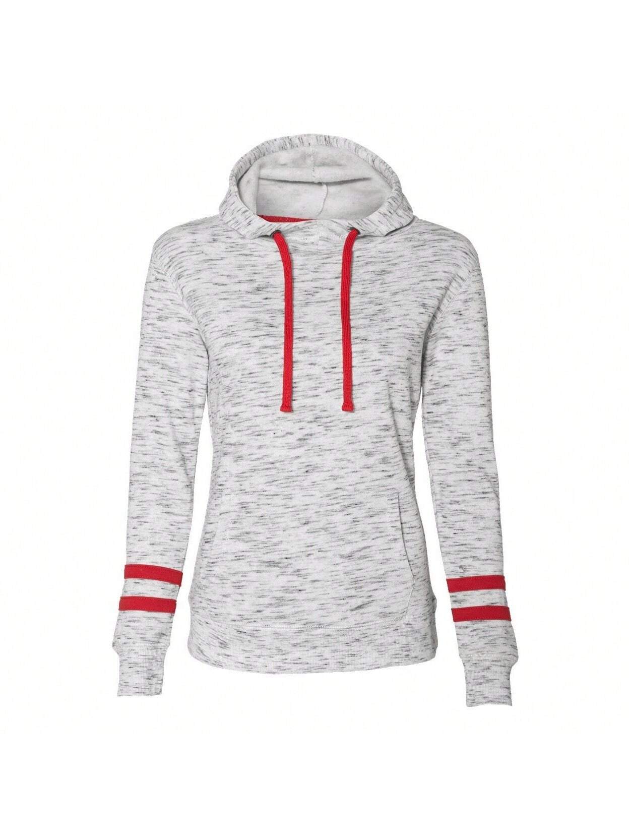 Mlange Fleece Striped-Sleeve Hooded Sweatshirt 