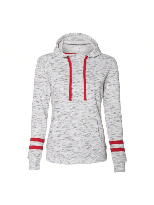 Mlange Fleece Striped-Sleeve Hooded Sweatshirt 