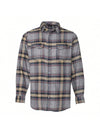 Burnside Long Sleeve Plaid Flannel Shirt (Light Grey) 