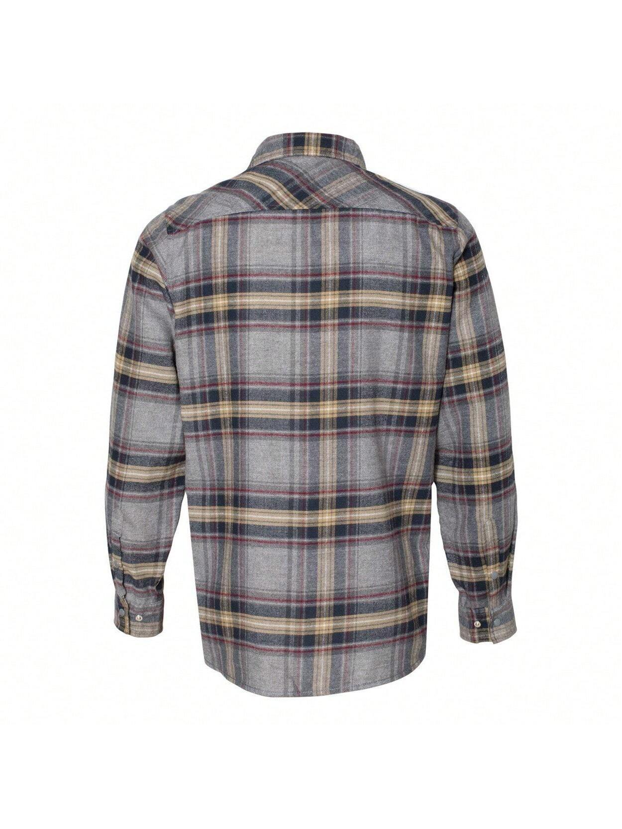 Burnside Long Sleeve Plaid Flannel Shirt (Light Grey) 