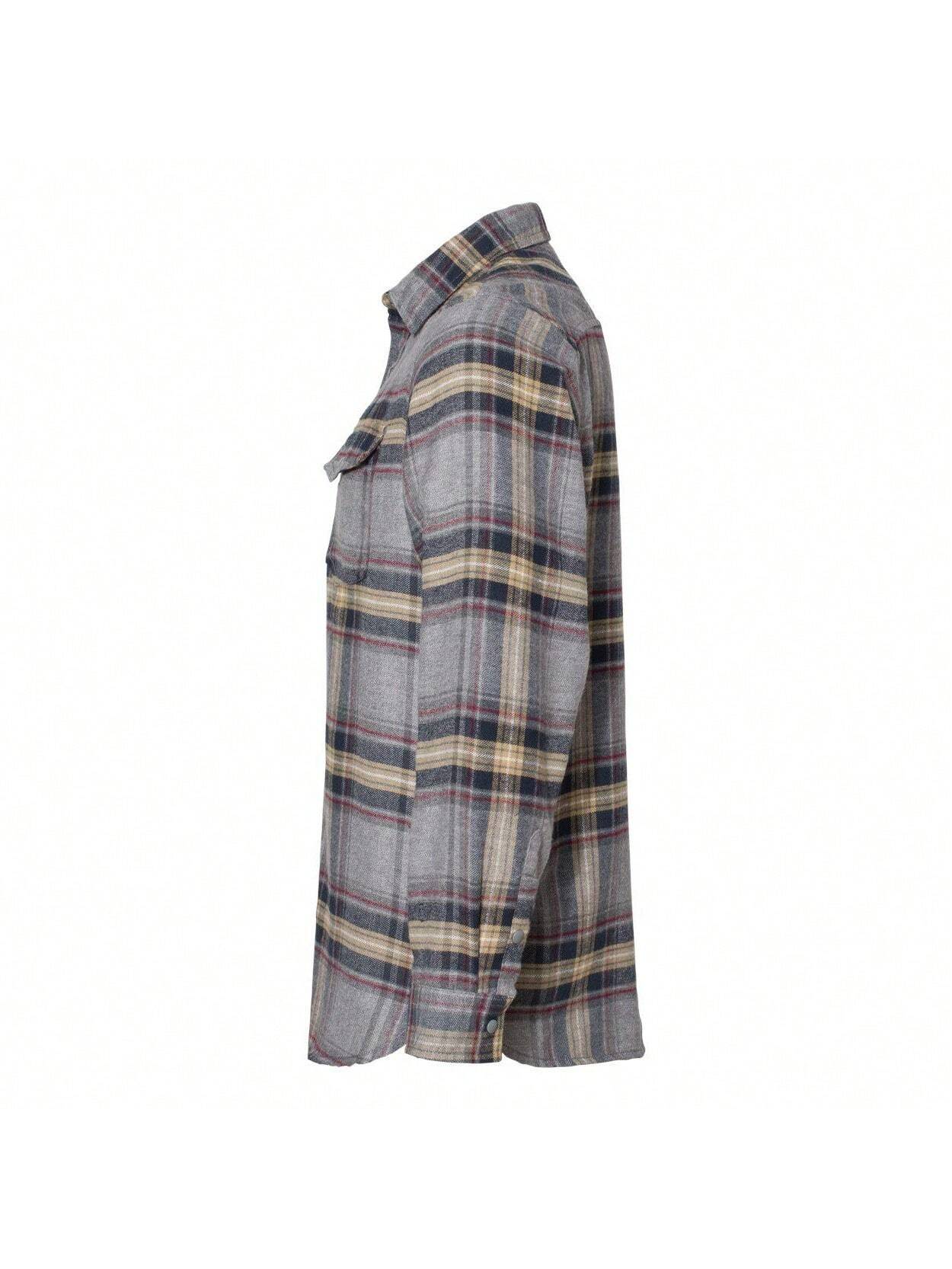 Burnside Long Sleeve Plaid Flannel Shirt (Light Grey) 