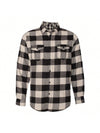 Burnside  Long Sleeve Flannel Shirt (Ecru-Black Buffalo) 