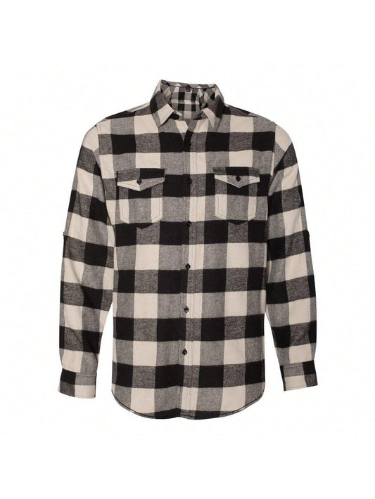 Burnside  Long Sleeve Flannel Shirt (Ecru-Black Buffalo) 