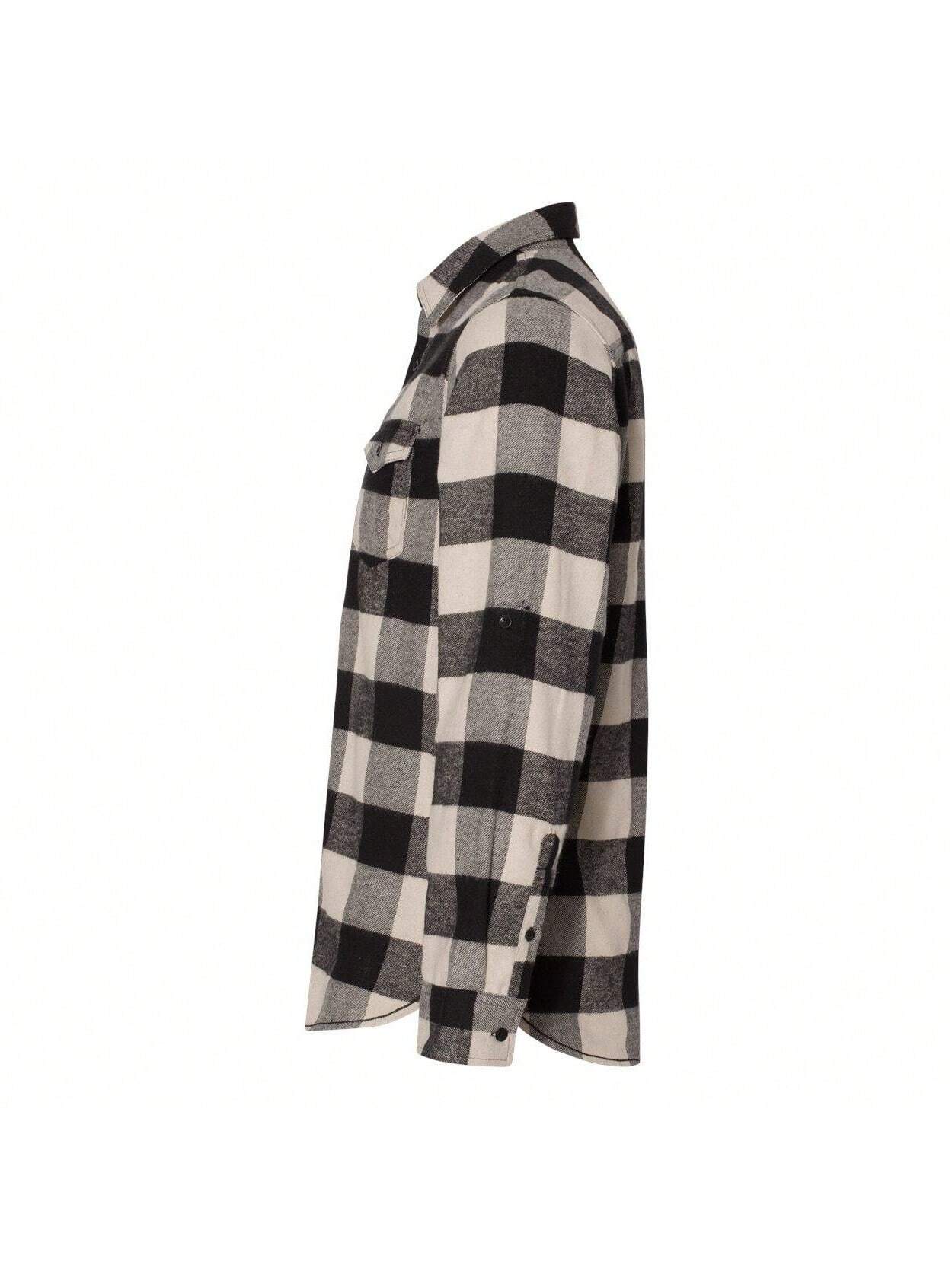 Burnside  Long Sleeve Flannel Shirt (Ecru-Black Buffalo) 