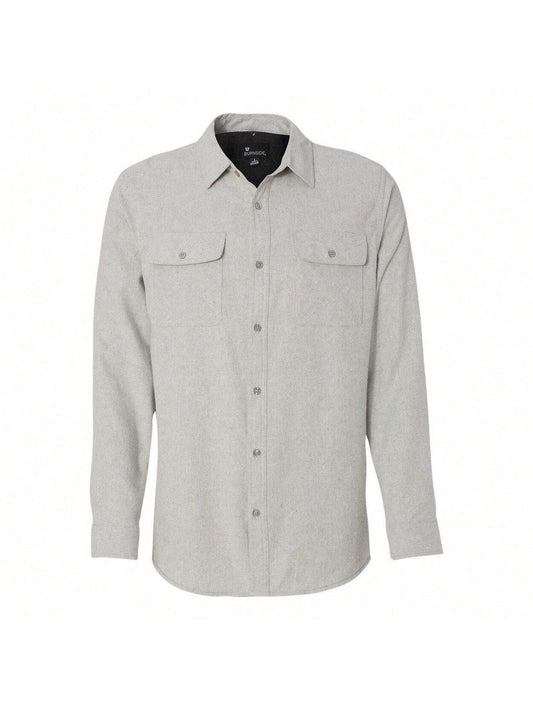 Burnside Solid Long Sleeve Flannel Shirt (Stone) 