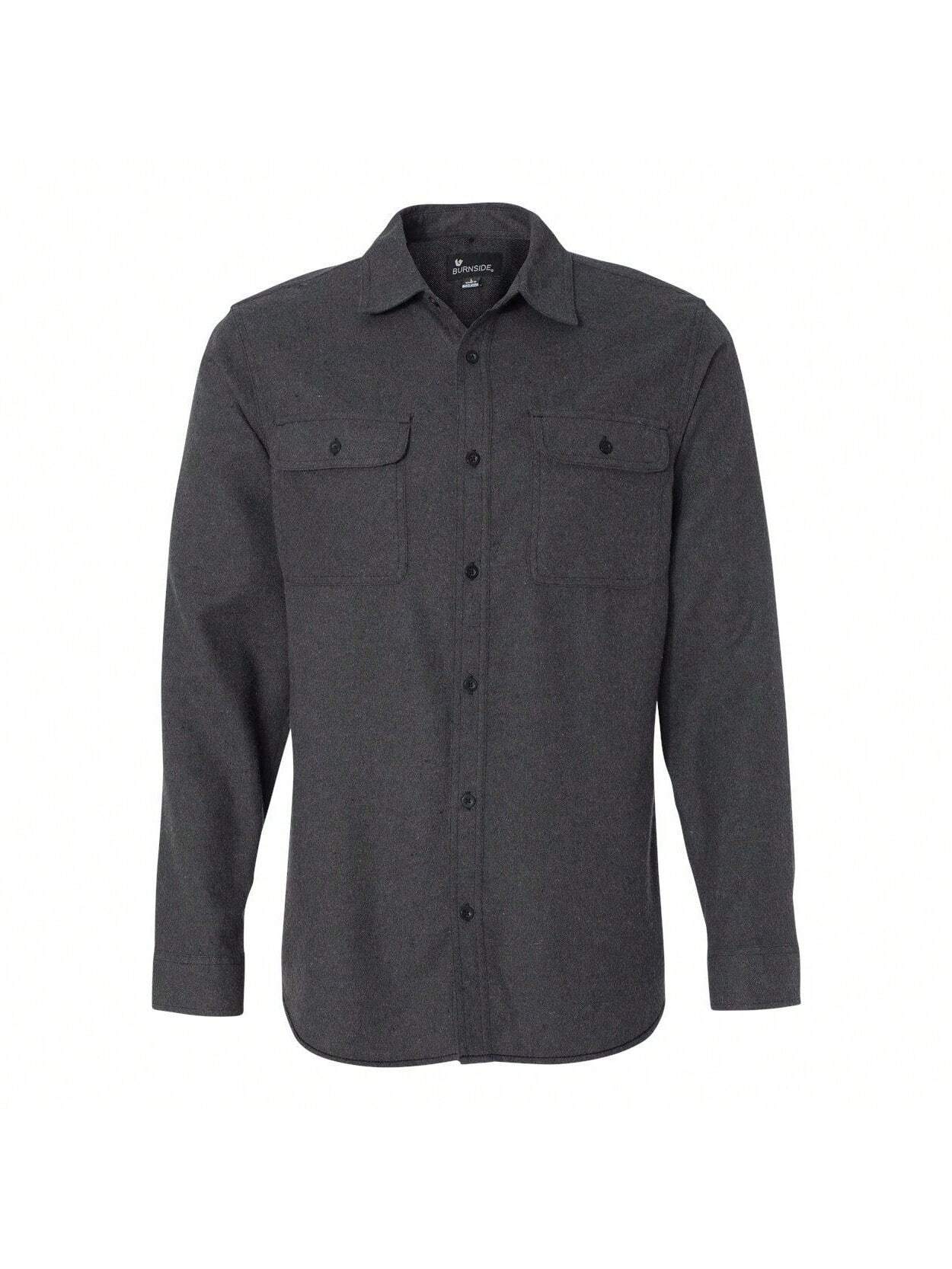 Burnside Solid Long Sleeve Flannel Shirt (Charcoal) 