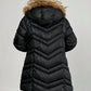 Faux Fur Hooded Double Zipper Down Coat 