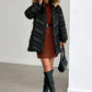 Faux Fur Hooded Double Zipper Down Coat 