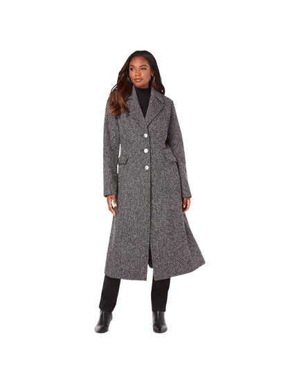 Roaman's Women's Plus Size Long Tweed Coat 