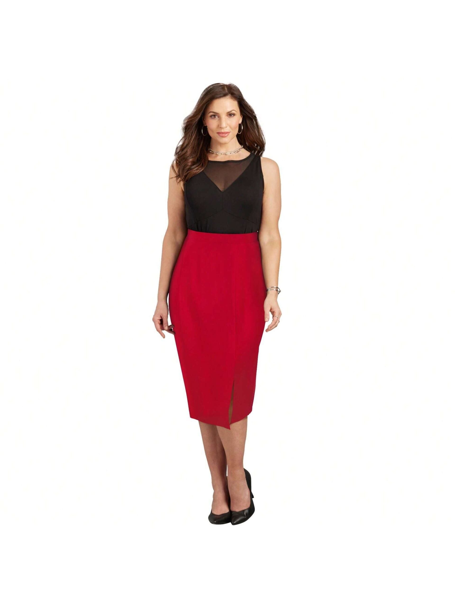 Plus Size Curvy Ponte Knit Pencil Skirt 