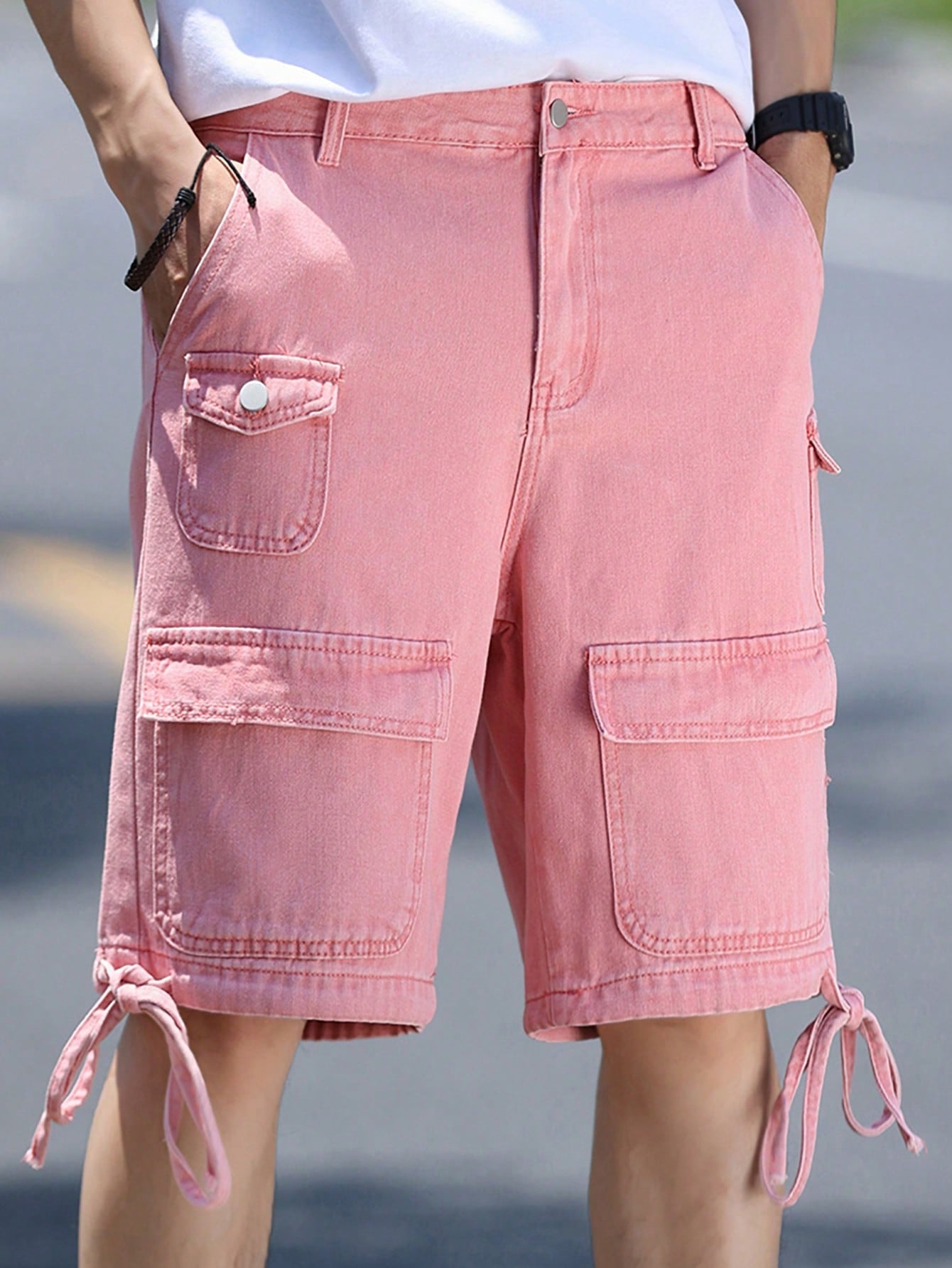 Casual-Fit Denim Shorts With Multiple Utility Pockets 