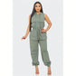 Sleeveless High Waist Cargo Jumpsuit 