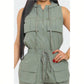 Sleeveless High Waist Cargo Jumpsuit 