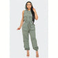 Sleeveless High Waist Cargo Jumpsuit 