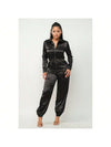 Front Zipper Pockets Top And Pants Jumpsuit 