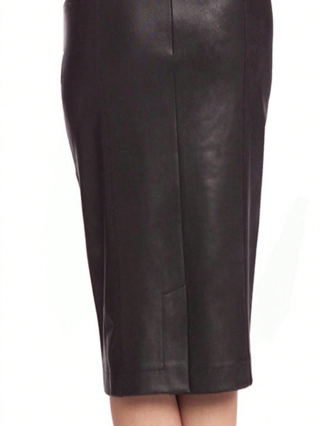 Black Angel Microfiber Leather Long Skirt 