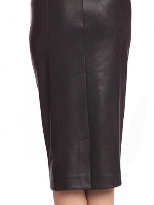 Black Angel Microfiber Leather Long Skirt 